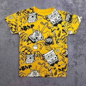 Nickelodeon SpongeBob SquarePants All Over Print T-Shirt M Yellow Crew Neck